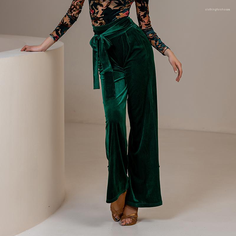 

Stage Wear Latin Dance Pants Women 2023 Clothes Loose High Waist Ballroom Trousers Cha Salsa Rumba Practice BL9975, Black pants