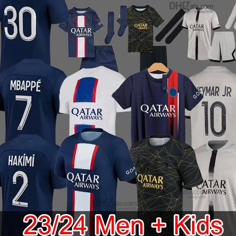 

Soccer Jerseys PLAYER 30 10 MBAPPE 7 Soccer Jersey HAKIMI SERGIO RAMOS MESSIs Psg 23 24 Maillots Football Shirt 2023 2024 Men Kids Kit Sets Uniform Enfants, Home3