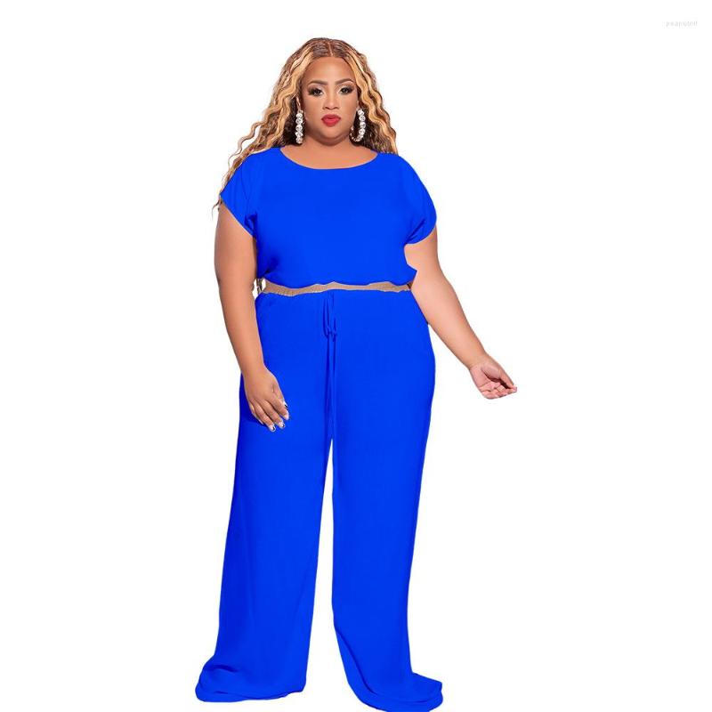 

Ethnic Clothing Summer Elegent African Women O-neck Short Sleeve Polyester Solid Color Two Pieces Sets Top And Long Pant Suit XL-5XL