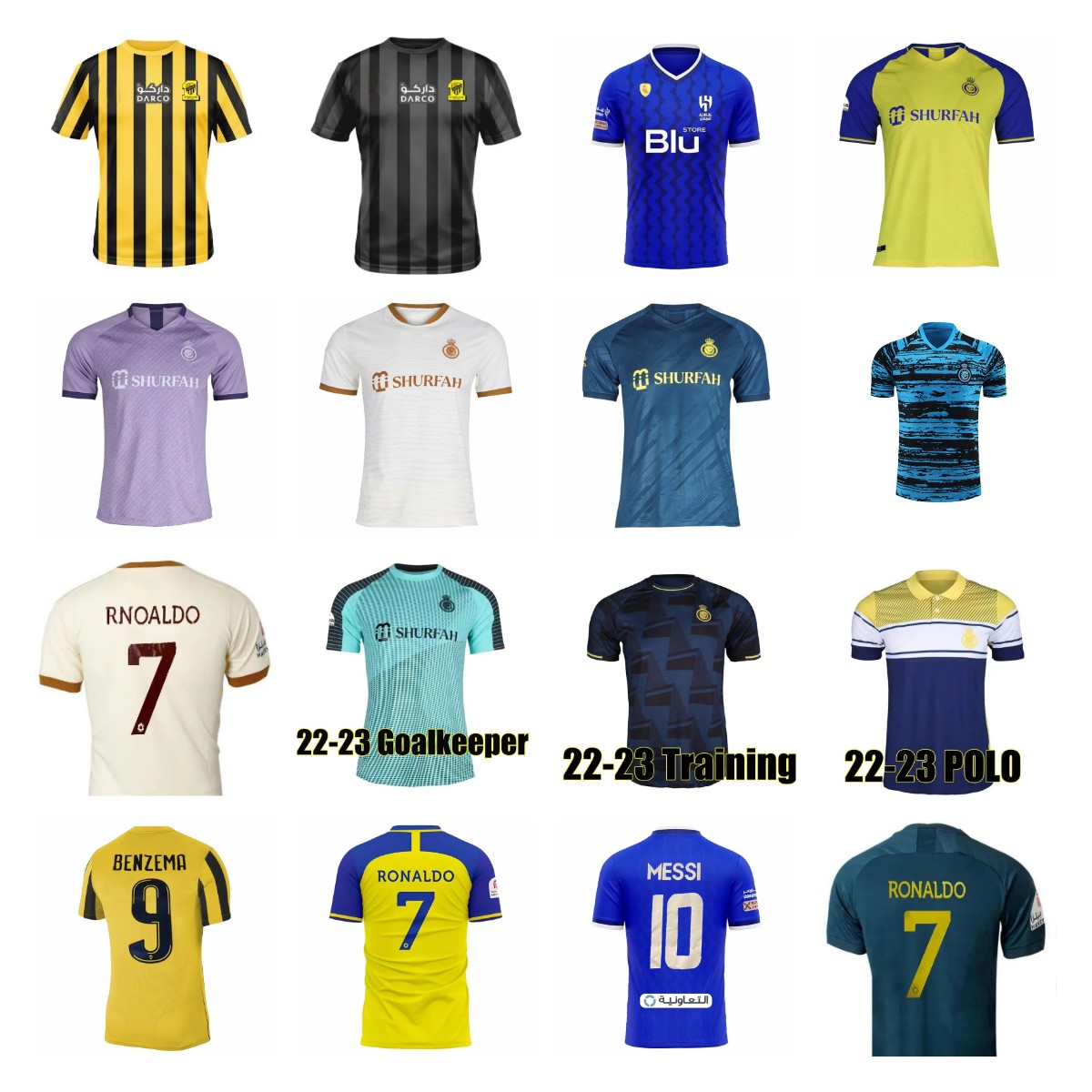 

2023 2024 Al-Hilal FC Saudi Riyadh Soccer Jerseys 22-23 MESSIS Al Nassr FC CR7 RONALDO Shirts Al Ittihad Fc BENZEMA Football uniform Martinez Konan Vincent Aboubakar, Adult 11