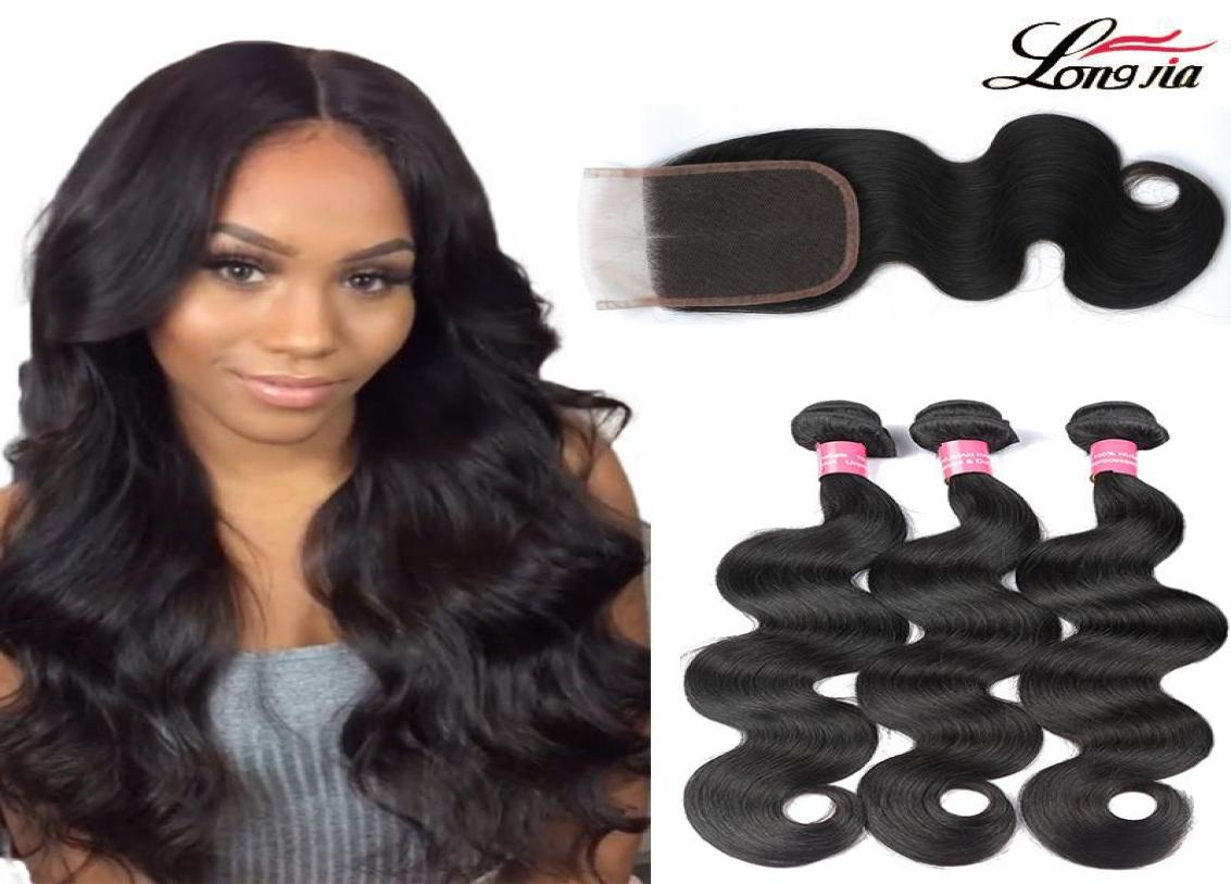 

Whole body wave hair Brazilian body wave With Lace Closure Unprocessed Brazilian Virgin human hair 3 Bundles with Lace Closure5441900, Natural color