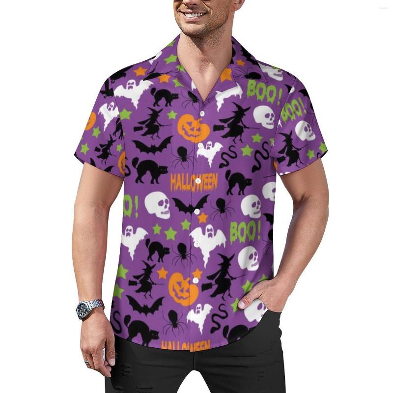 

Men' Casual Shirts Ghost Pumpkin Print Blouses Men Funny Halloween Hawaii Short Sleeve Design Vintage Oversized Beach Shirt Gift, Style-13