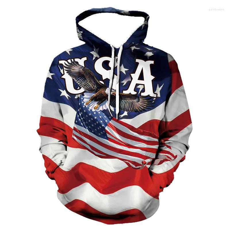 

Men' Hoodies Fashion Cool Men' Hoodie 3D Printed Edition Trend American Flag Eagle Men Sportswear Kids Casual Unisex Pullover, B21
