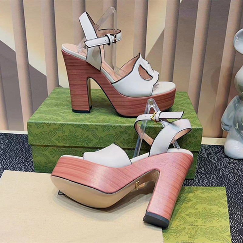 

2023 Designer Luxury High Heel Women's Sandals Thick Heel Laminated Leather 12cm Ultra High Heel Sandals Summer Beach Wedding Shoes Size 35-42NO021, 6#