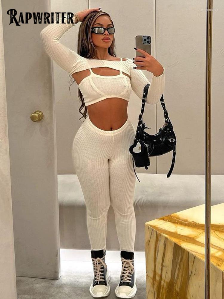 

Women' Two Piece Pants Rapwriter Fall Street Knit 3 Sets Women Outfits Sexy Casual Camisole Full-sleeve Smocks Leggings Winter Outwears, Beige 2 piece set