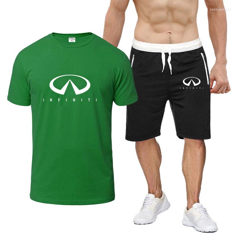 

Men' Tracksuits 2023 Men' Infiniti Fashion Printing Summer Solid Color Slim Short Sleeve Cotton Comfortable Casual Sport Pants 2-Piece