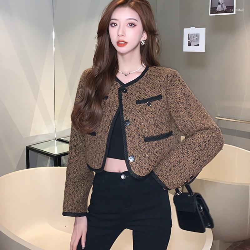 

Women' Jackets Runway Spring Small Fragrance Luxury Fashion Tweed Coat Elegant Woolen High End All-Match Jacket Female Casacos Outwear Top, Picture color