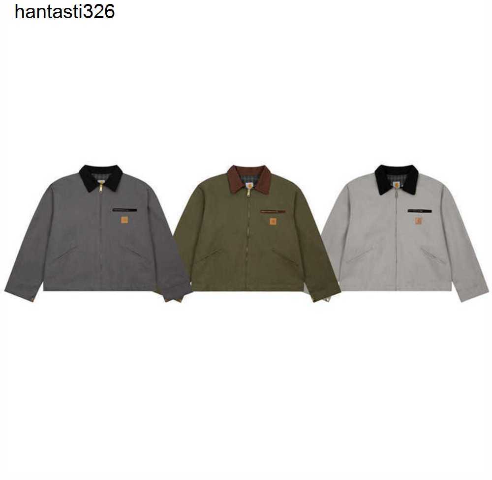 

2023 Men's Jacket Fashion Brand Carhart New Washable Old American Detroit Workwear Canvas Coat Loose design96ess, Moss