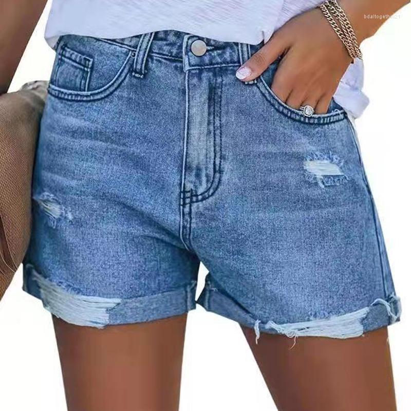 

Women's Shorts Blue Women Summer Casual Denim Straight Frayed Solid Color Lady Slim Jeans 2023 Female Black Short, 03