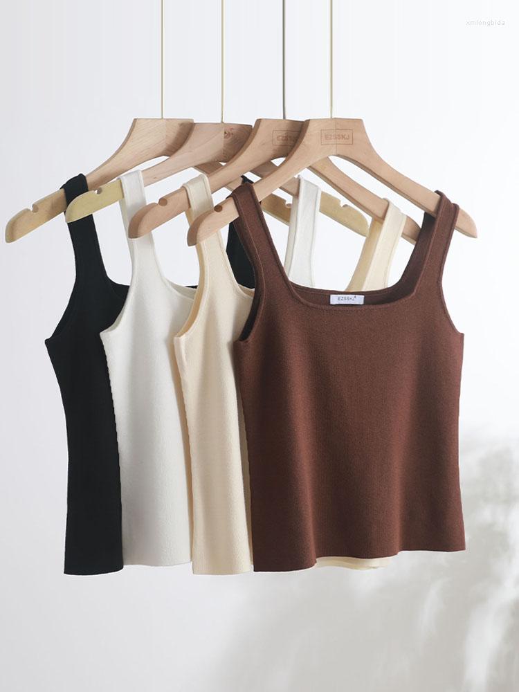 

Women's Tanks Croped Tank Top 2023 Summer Tube Tops Woman Sleeveless Slim Knitted White Black Korean Chic Ladies Crop, Crop black