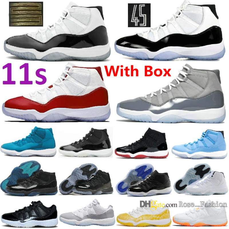 

11 Cherry Cool Grey Mens Basketball Shoes Bred Space Jam 11s 1 1s High Stealth Hyper Royal Low Reverse mocha Legend Concord Gamma Blue Rebellionaire Sneakers With Box, 11s 2023 gamma blue