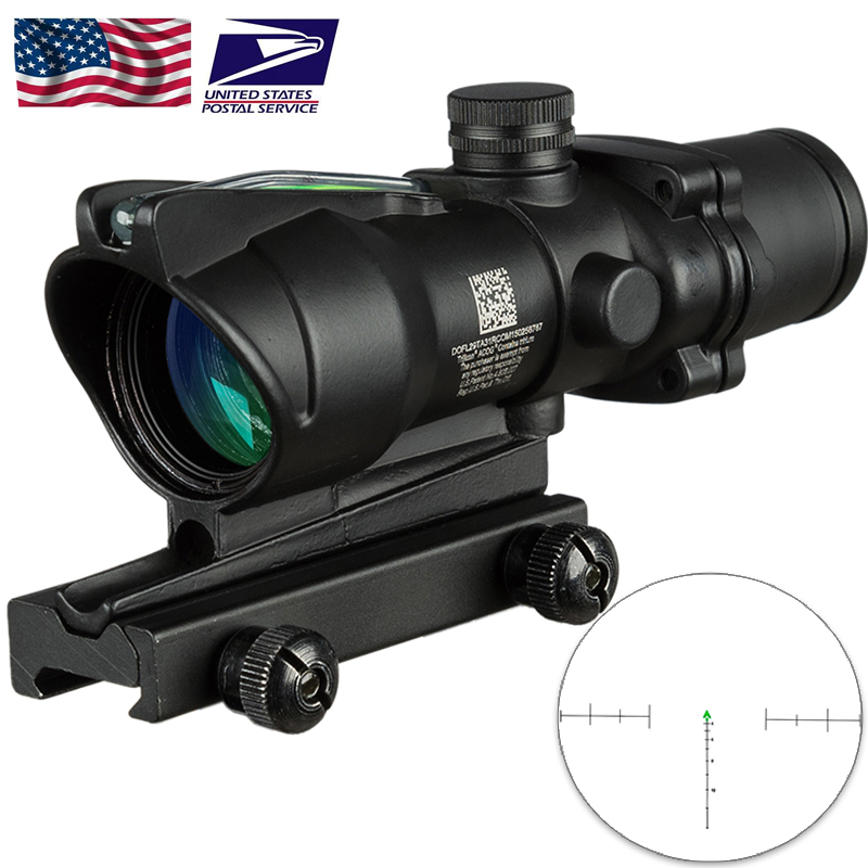 

Trijicon Hunting Riflescope ACOG 4X32 Real Fiber Optics Red Green Illuminated Chevron Glass Etched Reticle Tactical Optical Sight