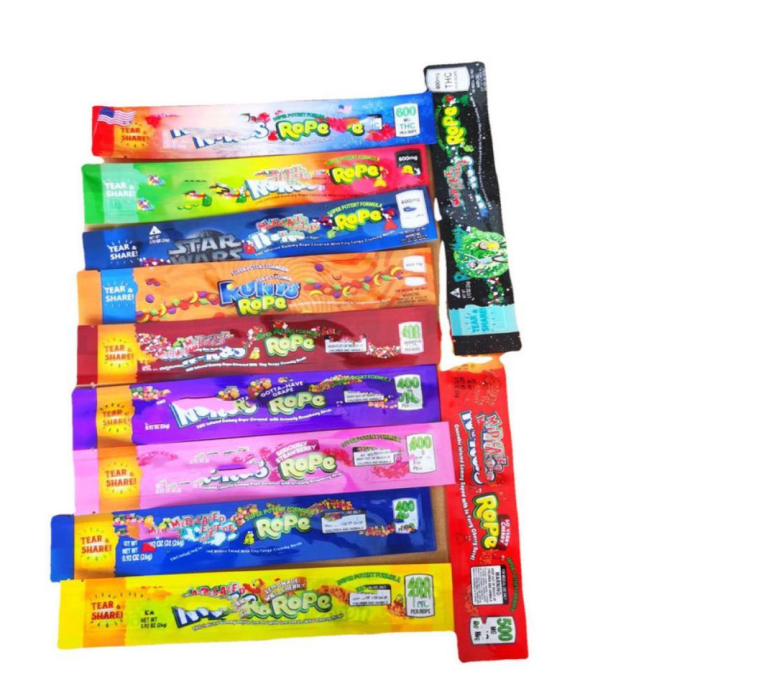 

500mg Rope Gummy Packing Bags Empty Pouch Edible Package Candy Foil Food Packages 400mg Mylar Bag 600mg Edibles Gummies Packaging 4834204