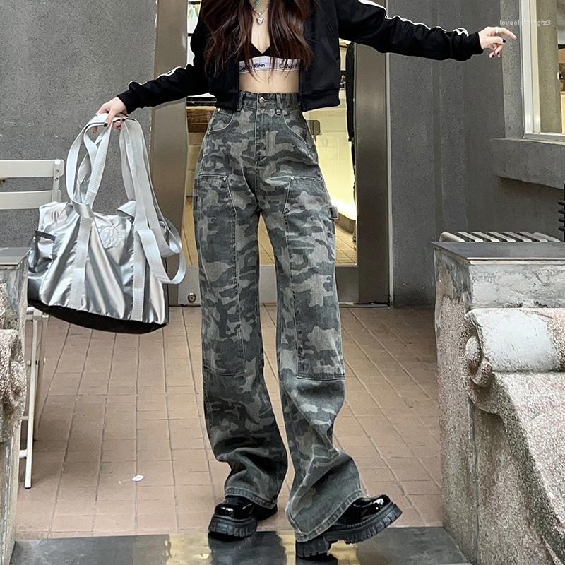 

Women's Jeans 2023 Korean Fashion Spring Autumn Woman Loose Plus Size High Waist Vintage Camouflage Denim Long Pants Trousers For Women, Picture shown