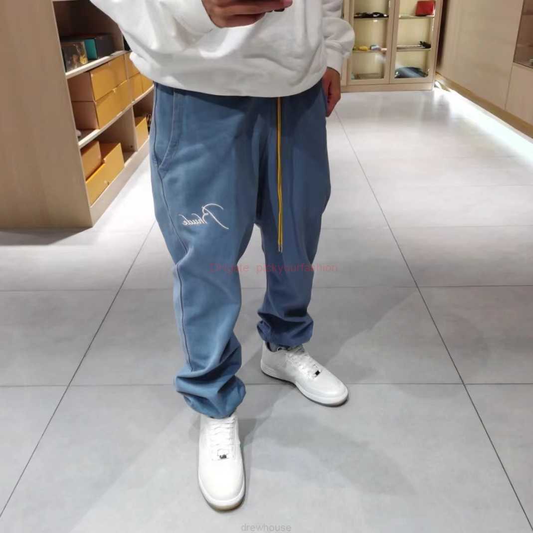 

Designer Fashion Clothing Casual Pant Rhude Letter Embroidery Pants Drawstring Loose High Street American Casual Couple Leggings Fashion Streetwear Jogger Trous, Black