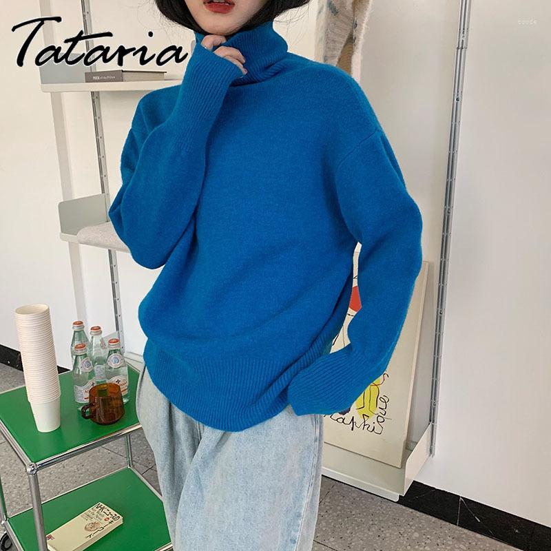 

Women's Sweaters Women Soft Wool Knitted Sweater Casual Turtleneck Autumn Winter Female Simple Fluffy Jumpers Pullover Lazy Vintage Top, Blue