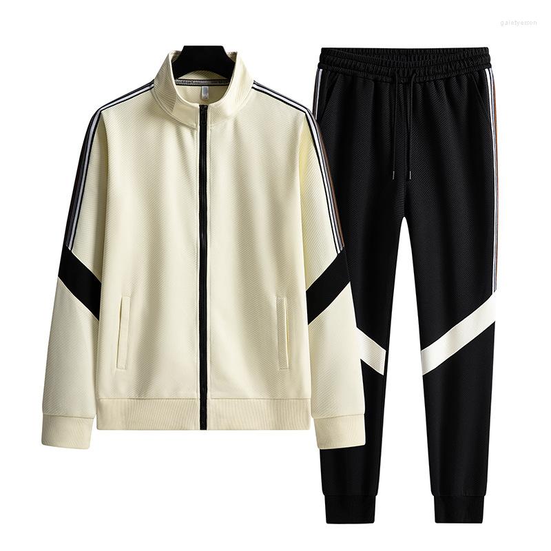 

Men's Tracksuits Spring Autumn Men Tracksuit Stand Collar Casual Fashion Men's Set Sportswear Jacket Pants Two Pieces Sets Jogger Sports, Black