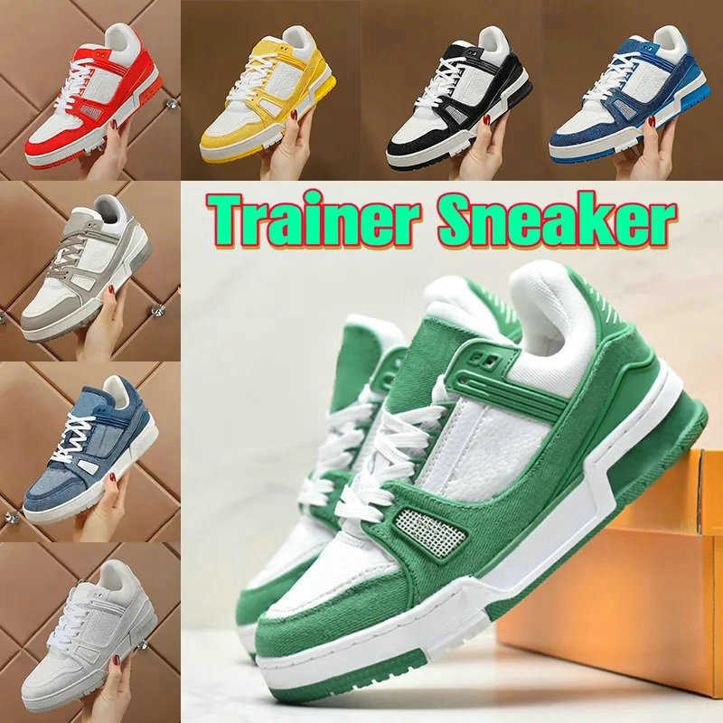 

2023 Designer Trainer Sneaker Virgil Casual Shoes Calfskin Leather Abloh Black White Green Red Blue Leather Overlays Platform outdoor Walking Low Sneakers Sz 36-45, Color no. 14
