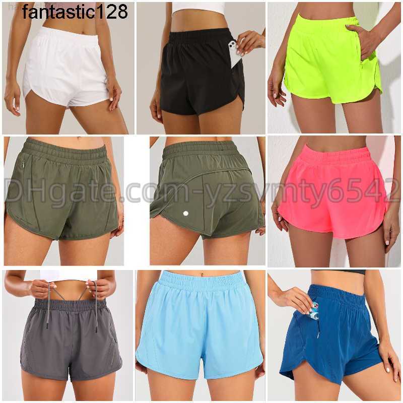 

Lulus Brand Womens Yoga Outfits Shorts Exercise Short lemon Pants With Zipper Pocket Fitness Wear Girls Running Elastic Female Pants Sportswear, Black