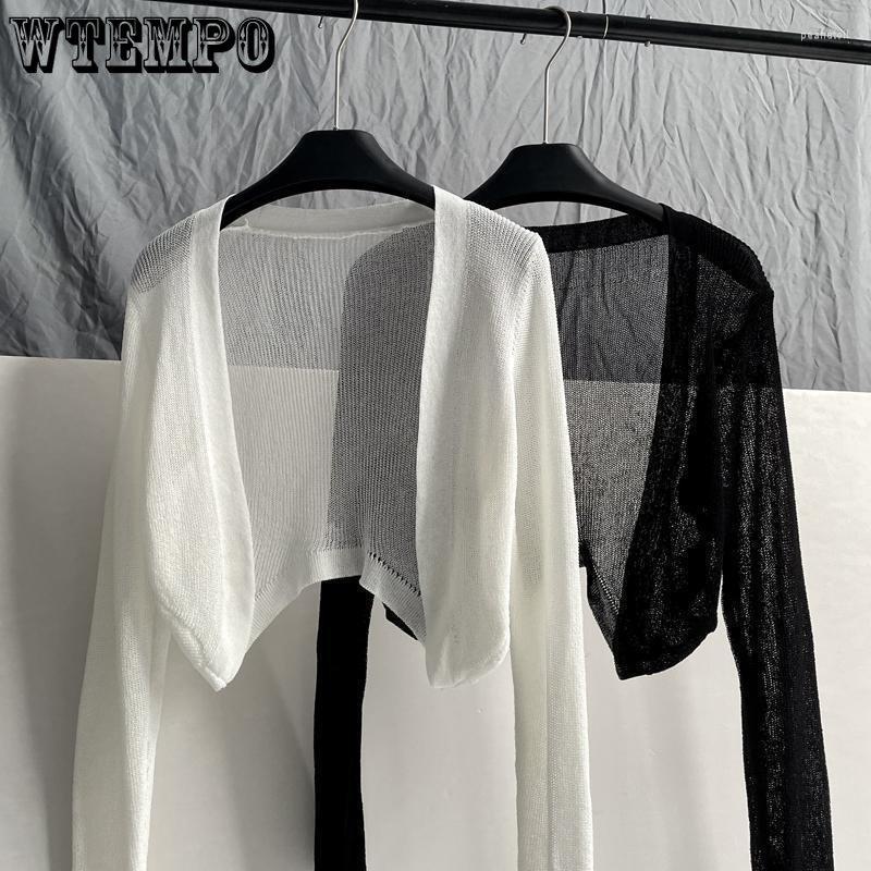 

Women's Knits Sunscreen Cardigan Thin Women Knitted Jacket Perspective Long Sleeve Top Overlay Simple Casual Basic Korean Fashion Summer, Black