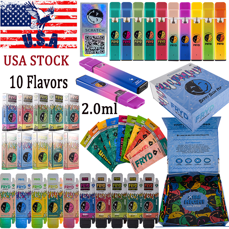 

USA STOCK Disposable E Cigarettes FRYD Extracts Vape Pens 2.0ml Empty Device 350mah Rechargeable Vapes 10 Flavors Disposables Cartridge