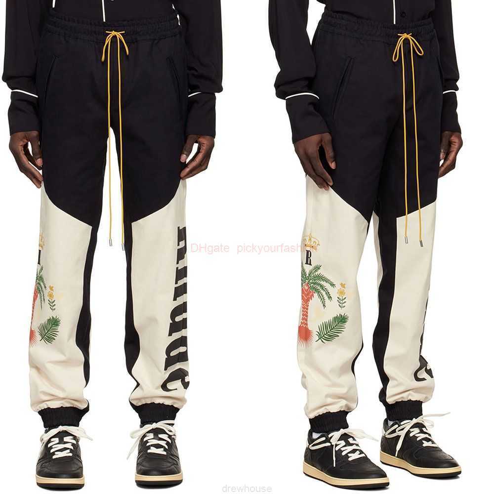 

Designer Fashion Clothing Casual Pant American Rhude Coconut Tree Peace Pigeon Printed Plinth Overalls for Men Women High Street Fashion Casual Pants Streetwear Jo, Black