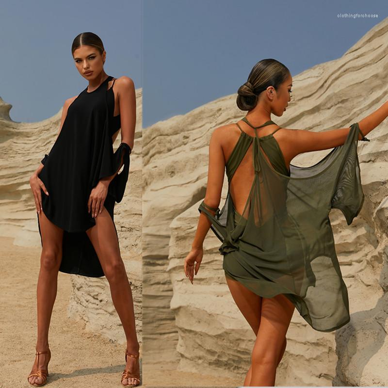 

Stage Wear Black Green Latin Dress 2321