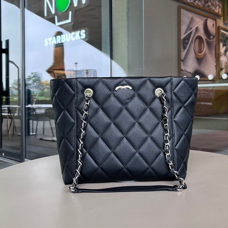 

High quality Shopping Bags Luxury designer Tote bag cowhide Women handbag Classic chain shoulder bag Ringer travel Large Capacity Ms metal logo Wallet, Black