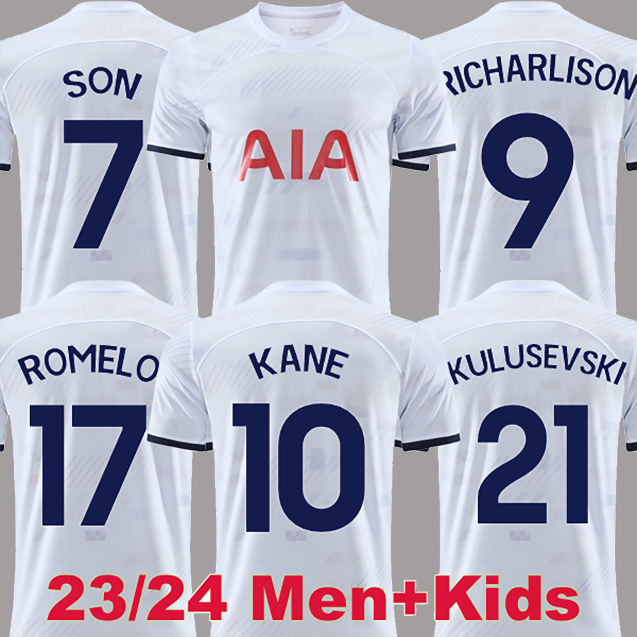 

23 24 SON Soccer Jerseys KANE Tottenham 2023 2024 RICHARLISON PEDRO PORRO KULUSEVSKI HOJBJERG SPURS Men kids kit Football shirt, 23-24 home