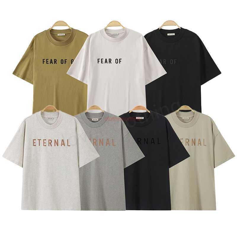 

FOG ESS Mens Women T shirts Designer Summer loose God Fashion High Street Short sleeve streetwear Cotton letter print Tide couples tops Clothing Size S-XL