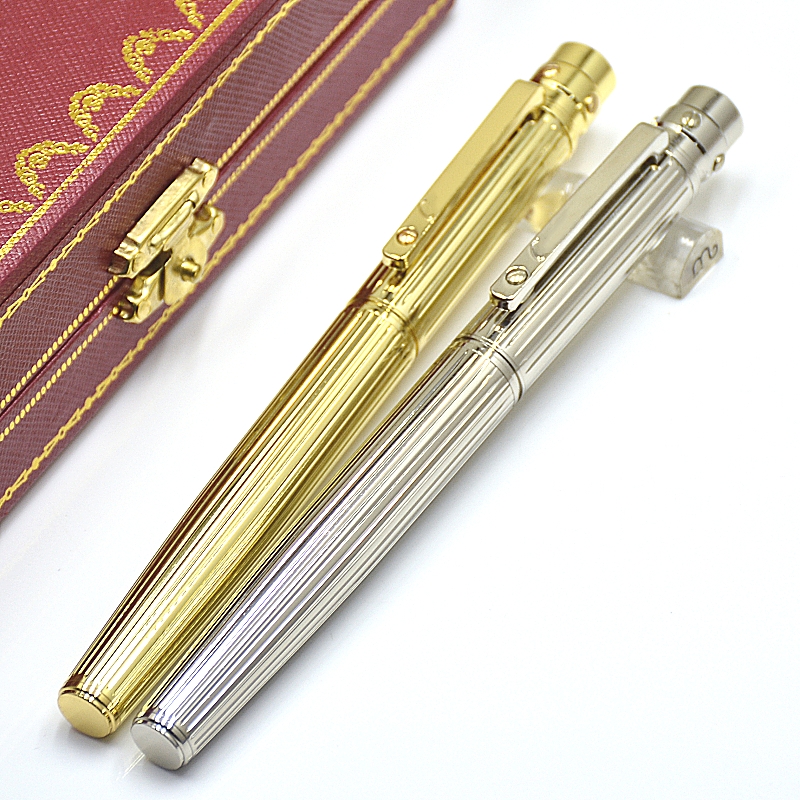 

Luxury Santos Series Ct Metal Rollerball Pen Silver & Black & Golden Stationery Office Schoo Supplies Writing Smooth Gel Pens As Gift, As picture shows