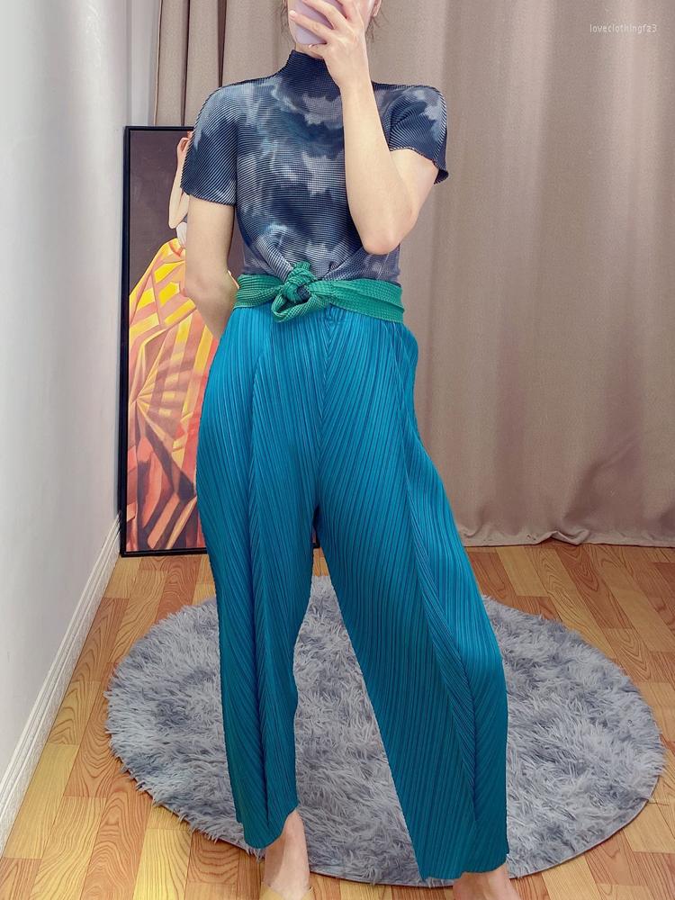 

Women's Pants Miyake Pleated Women Loose Feet Designer Two-level Casual High Quality Spring Summer Clothes, Black