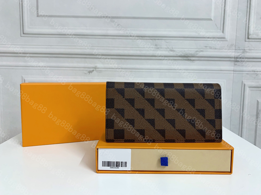 

Women Wallet Stylish Men Jacket Long Wallets in Brown Waterproof Checkered Holding Notes Credit Cards With box Flip wallet M62665, Brown lattice