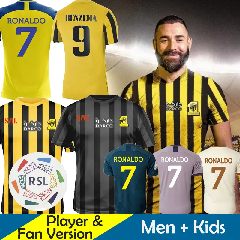 

Al Ittihad BENZEMA 23/24 FC Soccer Jerseys 2023 2024 Al Ittihad Al-Nassr Football Kit Shirt Hamdallah Romarinho Camara Home Away Jerseys Costa Coronado Yellow Ronaldo, Al ittihad home league patch