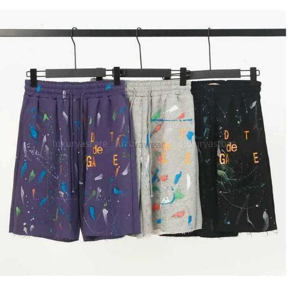 

Men's Shorts American Fashion Brand Galleries Hand-painted Splash Printing Pure Cotton Terry Shorts Fog High Street 5-point Casual Pants 49, 10