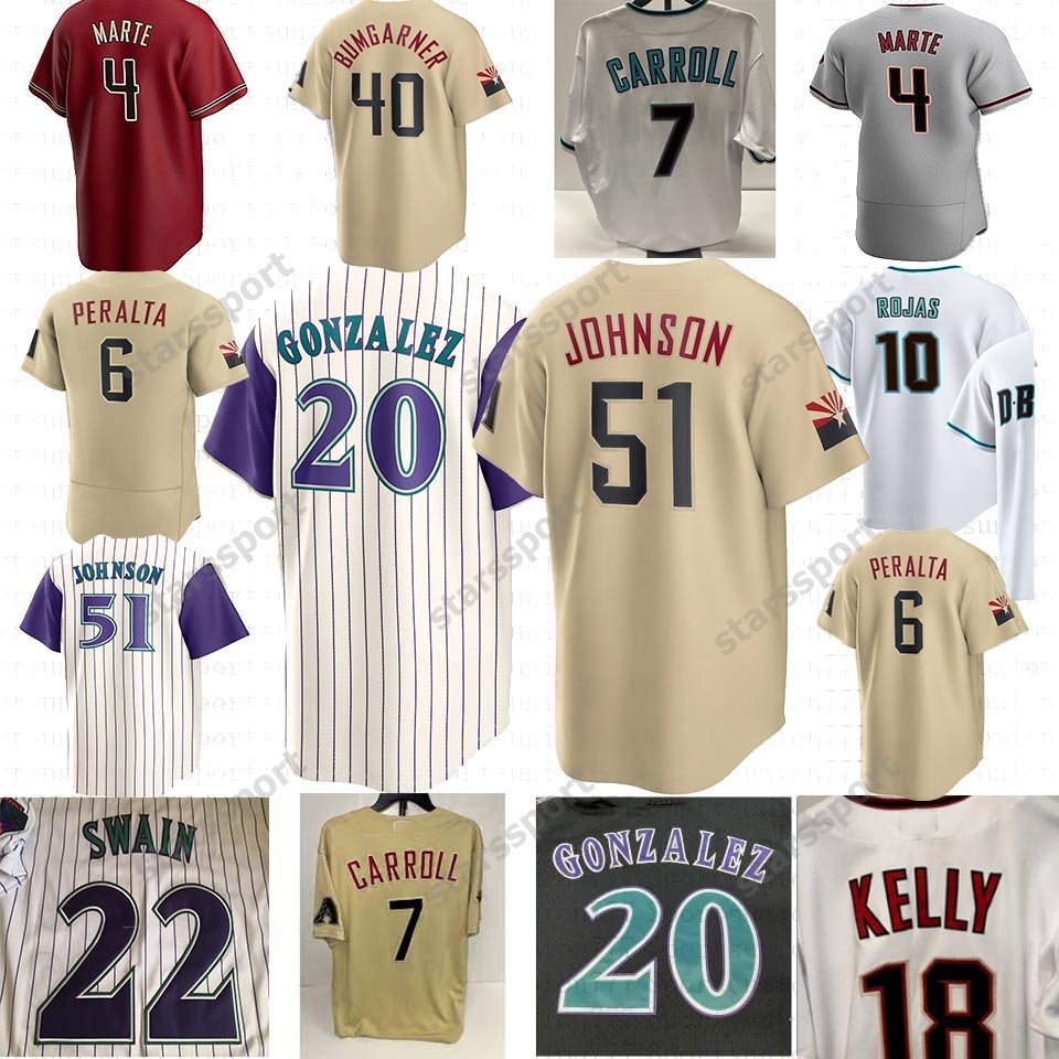 

7 Corbin Carroll 18 29 Carson Kelly Custom Baseball Jerseys Randy Johnson Ketel Marte Arizonas Adolis Garcia Dominic Fletcher Lourdes Gurriel Jr. Madison Bumgarner, Colour 05