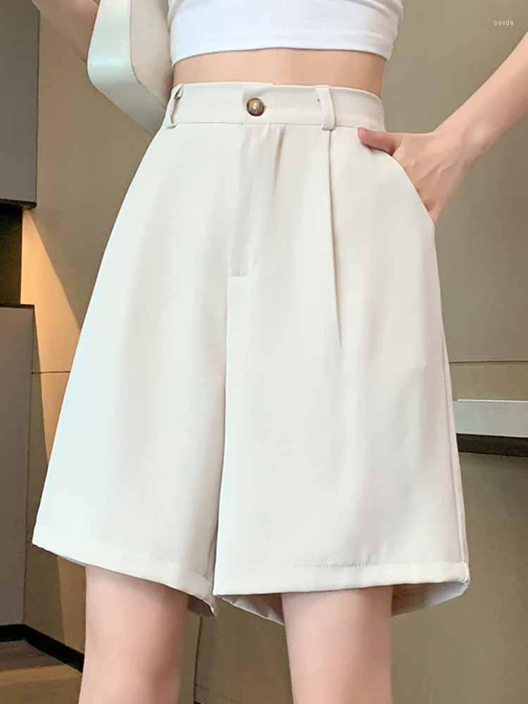 

Women's Shorts Women Summer Chiffon 2023 Loose One Button Suit Five-point Pants Simple Solid Color High Waist Straight, Beige