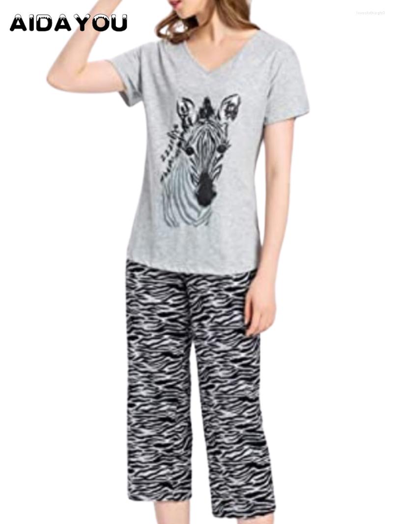 

Women's Sleepwear Womens Capri Set Tops With Pants Pajama Sets Pajamas For Summer Home Pjs Ouc273, Black