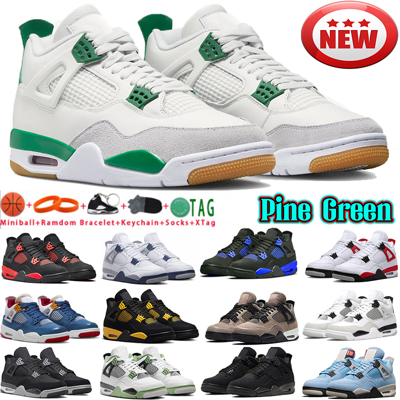 

Jumpman 4 Basketball Shoes x Pine Green Mens 4s Retros Designer Sneakers Seafoam Military Black Cat University Blue Red Thunder 2023 Messy men women Sport Trainers, 03 craft photon dust