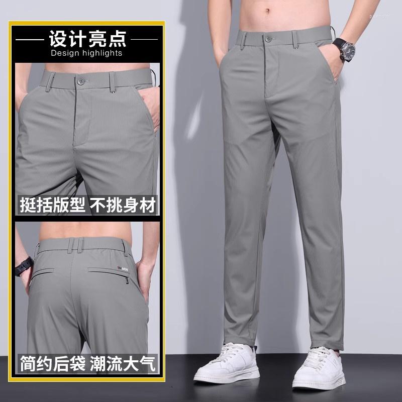 

Men's Pants Men's 2023 Summer Ice Silk Sports Thin Quick Drying Straight Tube Casual Office Trend Brand Male Formal Trousers, Lightgray