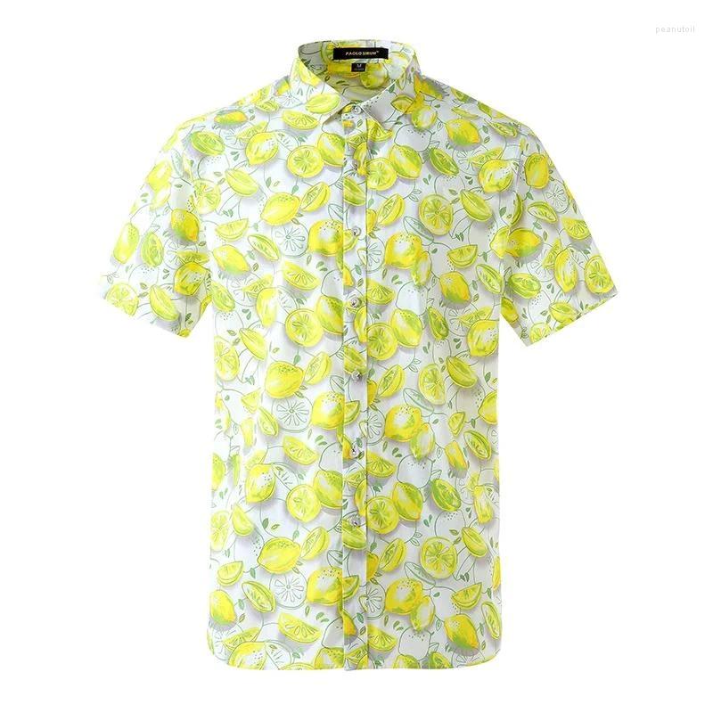 

Men' Casual Shirts Lemon Hawaiian Men' 3D Plants Floral Print Short Sleeve Beach Harajuku Tops Loose Male Female Clothing Blouses, 01