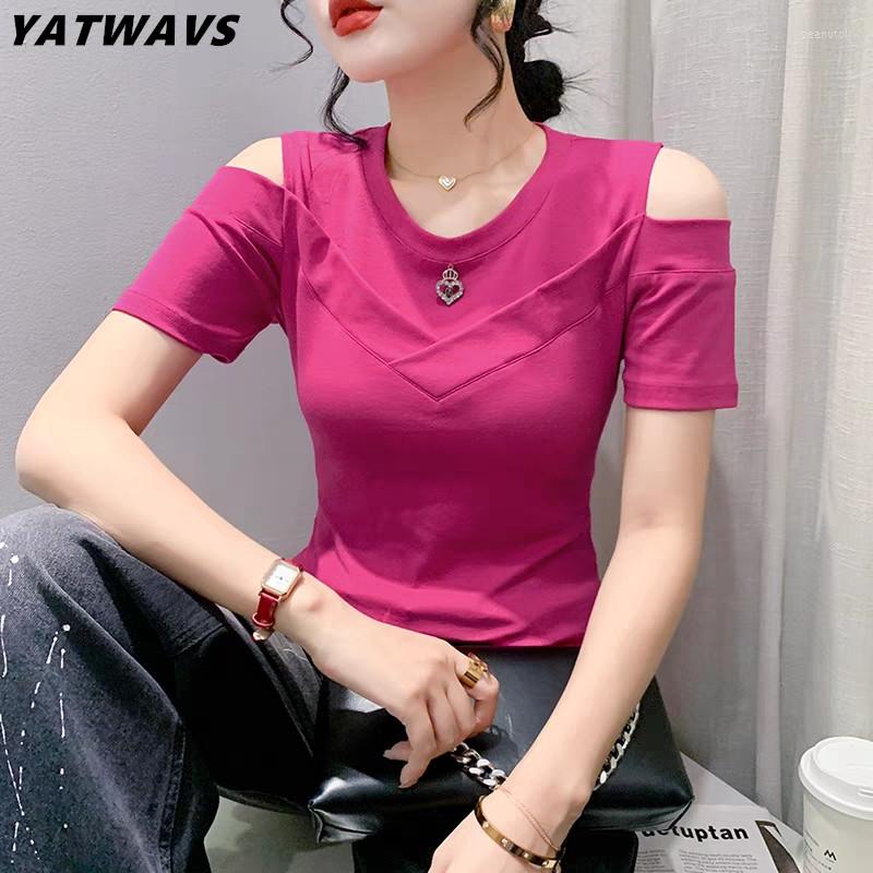 

Women' T Shirts Summer Short Sleeved Women' T-Shirt Fashion O-Neck Hollow Out Tees Elegant Slim Three-Dimensional Decoration Cotton, Picture color