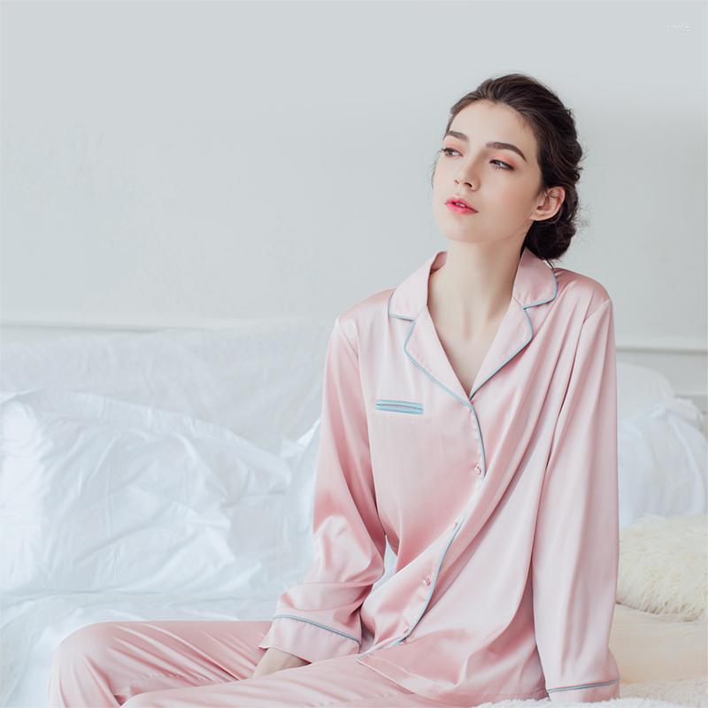 

Women's Sleepwear Women Luxury Silk Satin Pajama Sets With Long Pants Home Wear Loungewear, Black