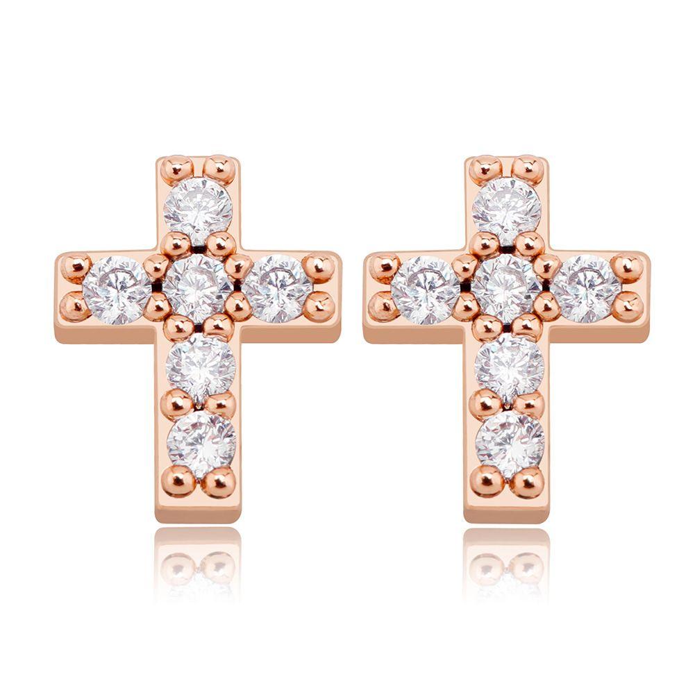 

Stud Hip Hop Charm Cross Earring Bling 18K Real Gold Plated 925 Sterling Sier Prevent Allergy Earrings For Women Gift Drop Delivery J Dhqvi