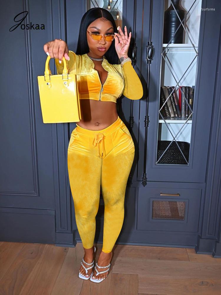 

Women' Two Piece Pants Joskaa Women Sexy Sets Long Sleeve Fall Winter Sportwear Matching Casual Jogger Velvet Tracksuits, Black