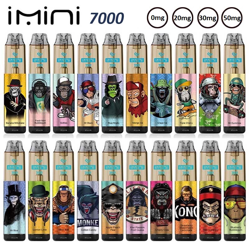 

Original Imini 7000 Puffs Disposable E Cigarette RGB 15ml 850mAh Rechargeable Vape Device Leakproof Vapor 20mg 30mg 50mg Airflow Control Manufacturer Direct