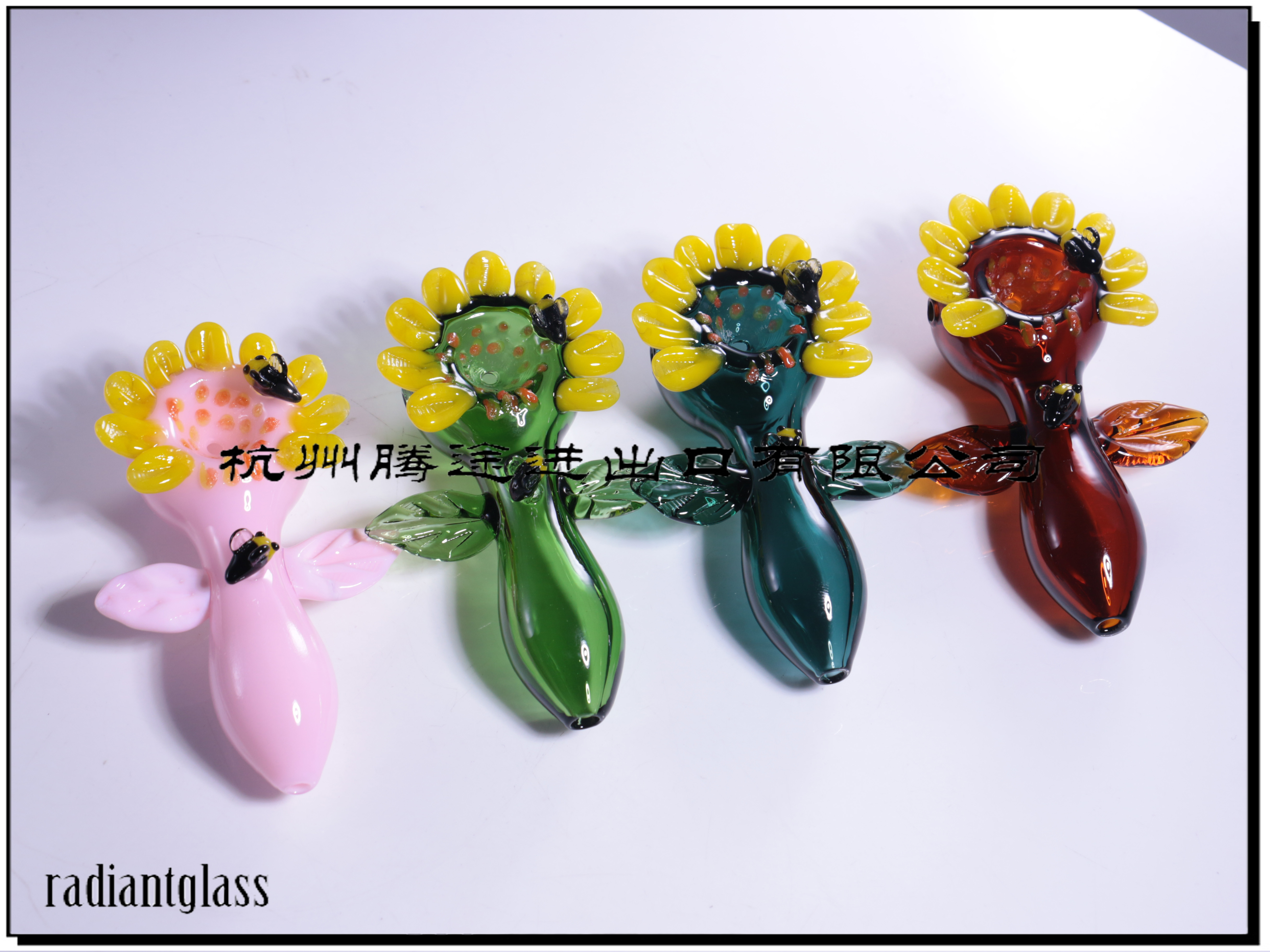 

New Smoking Pipes 5.6" Pink Glass Pipe Sunflower Hand Pipe Dry Herb Tobacco Pipes Gift Accessories Wholesale Design pipes