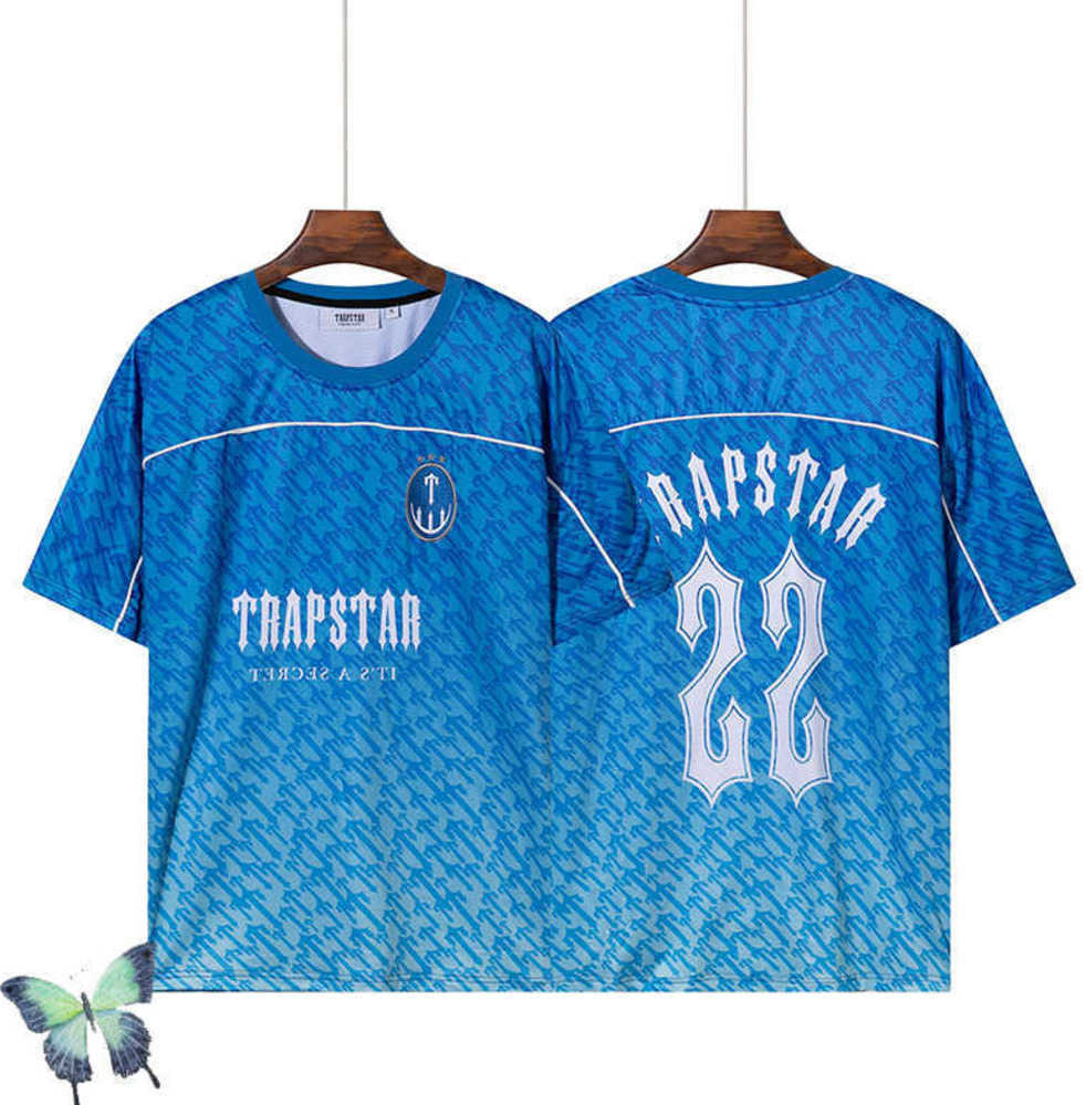 

Men' T-Shirts Trapstar Mesh Football Jersey Blue No.22 Men Sportswear T-shirt tide