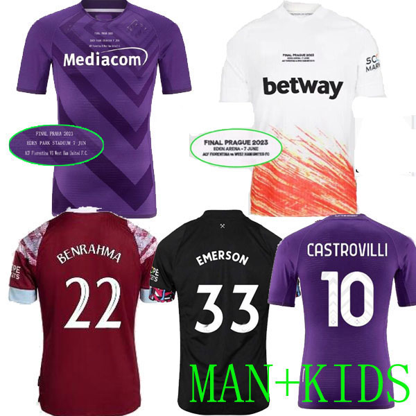 

22 23 BOWEN RICE SCAMACCA Fiorentina Soccer Jersey FINAL PRAHA Prague Maiden L.PaquetA KEHRER BENRAHMA ANTONIO EMERSON 2023 football Shirt Mens AGUERD wEsT HaMs esw, Home man 2