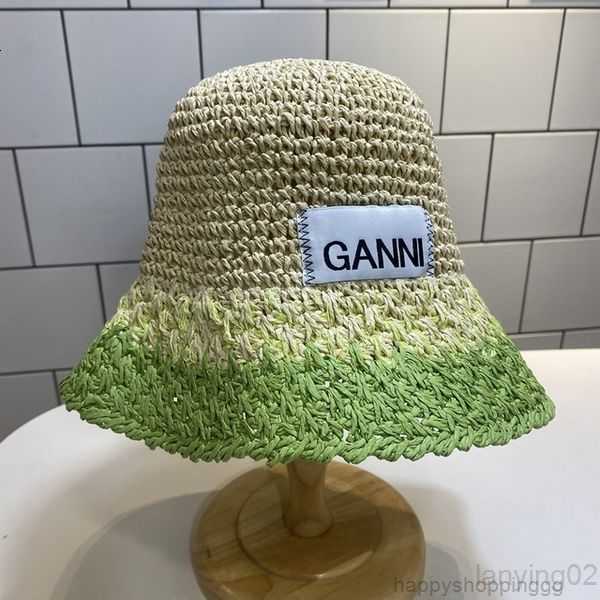 

Wide Brim Hats Bucket Ganni Papygrass Handwoven Foldable Breathable Gradient Color Spring Summer Fishermans Hat for Women Hollowed Sunscreen Cap 230408V2HI, Black